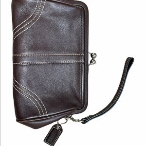 Brown Leather, Large Coach Wristlet!